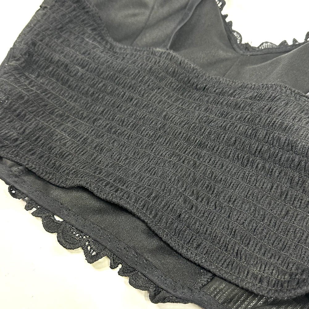 BKE Essentials Womens Black Lace Bralette Smocked Back Crop Top Medium 3084-BRK - Picture 5 of 7